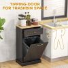 Kitchen Tilt Out Trash Bin Cabinet Free Standing Recycling Cabinet Trash Can Holder With Drawer, Black-AS