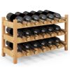 3-Tier Bamboo Freestanding Countertop Wine Bottle Organizer
