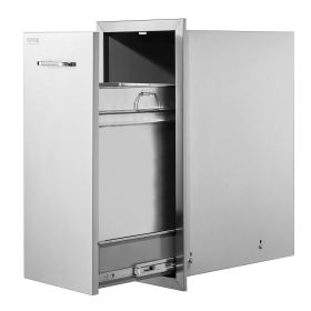 VEVOR Pull Out Trash Drawer 13.4Wx26Hx19.6D Inch Lower Sliding Rails Stainless Steel Roll Out Trash Bin Pull Out Tray Outdoor Kitchen Trash Drawer wit