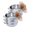 SOGA 2X 3 Tier 30cm Heavy Duty Stainless Steel Food Steamer with Glass Lid