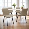 Tan PU Leather Dining Chair with Metal Legs, Modern Upholstered Chair Set of 4 for Kitchen, Restaurant, Living, Meeting Room