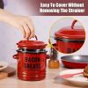 Food storage jar, cutlery storage jar, condiment storage jar, for heating, with strainer and spoon, Country vintage jar - red