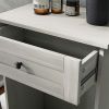 HOMCOM Kitchen Tilt Out Trash Bin Cabinet Free Standing Recycling Cabinet Trash Can Holder With Drawer, Light Gray