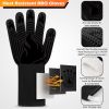 BBQ Gloves, 1472°F Heat Resistant Fireproof Mitts, Silicone Non-Slip Washable Oven Kitchen Gloves for Barbecue, Grilling, Cooking, Baking, Camping
