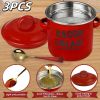 Food storage jar, cutlery storage jar, condiment storage jar, for heating, with strainer and spoon, Country vintage jar - red