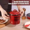 Food storage jar, cutlery storage jar, condiment storage jar, for heating, with strainer and spoon, Country vintage jar - red