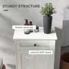 HOMCOM Kitchen Tilt Out Trash Bin Cabinet Free Standing Recycling Cabinet Trash Can Holder With Drawer, Light Gray