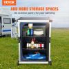 VEVOR Camping Kitchen Table, Pop-up Aluminum Portable Folding Cook Station w/ 3-Tier Storage Organizer, Side Pocket & Carrying Bag