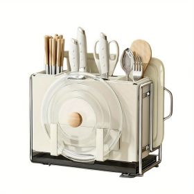 1 Universal Metal Kitchen Knife Holder with Chopping Board Storage, Knife - free. 6 - Slot Large - volume Design