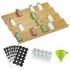 Bamboo spice rack drawer storage box, 10 spice storage cans organizer drawer rack plugin, 8-piece set, 126 labels, 1 funnel