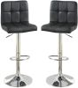 Black Faux Leather Bar Stool Counter Height Chairs Set of 2 Adjustable Height Kitchen Island Stools Modern