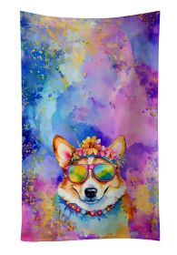 Corgi Hippie Dawg Kitchen Towel Dish Cloths Guest Hand Towel Decorative Bathroom Towel for Face,Tea, Dishcloth, Kitchen and Bath