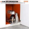 VEVOR 2 Tier 12"W x 17"D Pull Out Cabinet Organizer, Heavy Duty Slide Out Pantry Shelves, Chrome-Plated Steel Roll Out Drawers