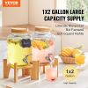 VEVOR Beverage Dispenser, 1 Gallon Drink Dispensers for Parties, 2PC, Glass Juice Dispenser with Stand, Stainless Steel Spigot