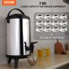 VEVOR Stainless Steel Insulated Beverage Dispenser, 2 Gallon 7.6 Liter, Thermal Hot and Cold Drink Server Dispenser with Spigot Handle
