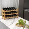 3-Tier Bamboo Freestanding Countertop Wine Bottle Organizer