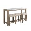 VANILLA REAL MARBLE SOFA TABLE WITH POWER AND 3 STOOLS