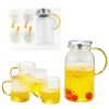 1 Pot with 4 Cups Set, Rice Grain Corrugated Cooling Water Kettle, Water Cup Set, Water Utensil Set, Tea Pot Set, Water Kettle Cup Set