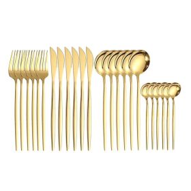 24pcs Dining Room Dinnerware Set Stainless Steel Cutlery Set (type: Flatware Set, Color: Gold)
