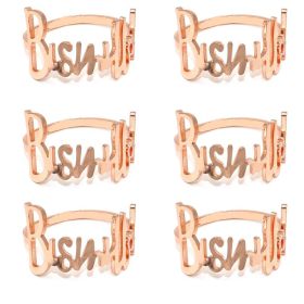 6/12Pcs Alloy Letters Napkin Rings Fashion Blessing Bismilah Napkin Rings Party Home Hotel Wedding Table Decorations Towel Chain (Ships From: CN, Color: 6Pcs rose gold)