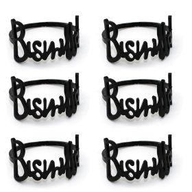 6/12Pcs Alloy Letters Napkin Rings Fashion Blessing Bismilah Napkin Rings Party Home Hotel Wedding Table Decorations Towel Chain (Ships From: CN, Color: 6PCS Black)