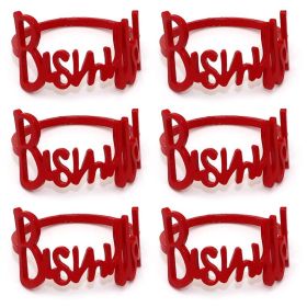 6/12Pcs Alloy Letters Napkin Rings Fashion Blessing Bismilah Napkin Rings Party Home Hotel Wedding Table Decorations Towel Chain (Ships From: CN, Color: 6PCS Red)