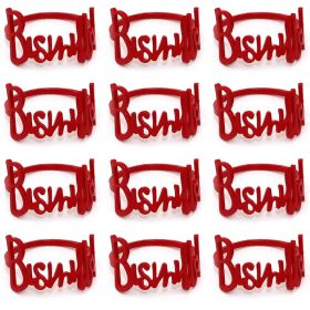 6/12Pcs Alloy Letters Napkin Rings Fashion Blessing Bismilah Napkin Rings Party Home Hotel Wedding Table Decorations Towel Chain (Ships From: CN, Color: 12Pcs red)