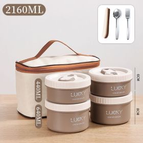 Microwave oven Dinnerware for Students Leakproof Food Container Stackable Bento Lunch Box Stainless Steel Lunch Container with L (Ships From: China, Color: 4 Layers Coffee)