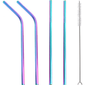 Colourful Reusable Stainless Steel Straws (style: STRAIGHT.BENT, Color: Multicolor)