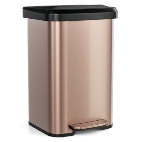 13.2 Gallon Step Trash Can with Soft Close Lid and Deodorizer Compartment (Color: Golden)