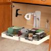 2Pcs Pull Out Cabinet Organizers Sliding Shelf Spice Rack Carbon Steel Roll Out Drawers Fixed with Adhesive Nano Film with Handle 55LBS Max Load