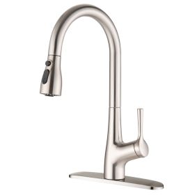 Single Handle Pull Down Kitchen Sink Faucet (Color: Brushed Nickel)