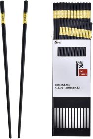 12 Pairs Fiberglass Chopsticks - Reusable Chopsticks Dishwasher Safe, Chinese Japanese Korean Chop sticks, Non-Slip, 9 1/2 inches (Color: picture)