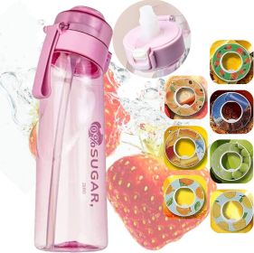 Fruit Fragrance Water Bottle, Scent Water Cup, Flavor Pods for Water Bottle 650ML (Color: pink)