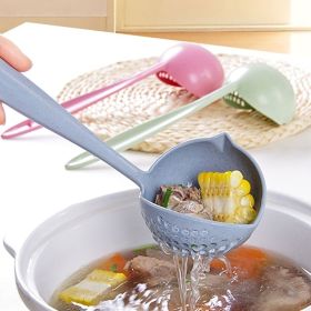 2pcs Long Handle Soup Spoon With Filter Strainer; Multi-Functional 2 In 1 Cooking Colander; Kitchen Tool For Easy Soup Preparation And Straining; Suit (Color: pink)