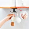 2pcs Under Cabinet Kitchen Utensil Hooks, 360° Rotating Drilling Free Hanging Rack